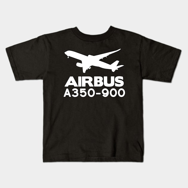 Airbus A350-900 Silhouette Print (White) Kids T-Shirt by TheArtofFlying